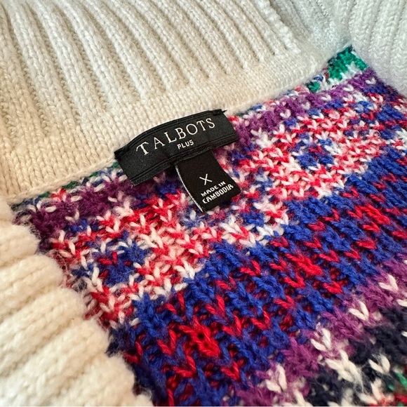Talbots Cabincore Plus FairIsle Shawl Cardigan Sweater Nordic Stripe Knit Size X - Picture 13 of 16